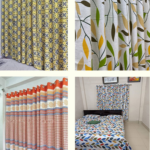 3 window curtains 1 piece bed sheet